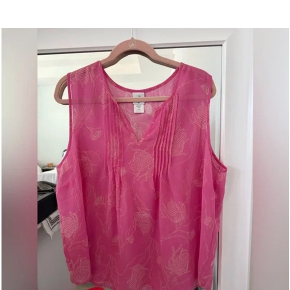 CAbi Pink Floral Sleeveless Top XL 6526 Corsage - Picture 4 of 9